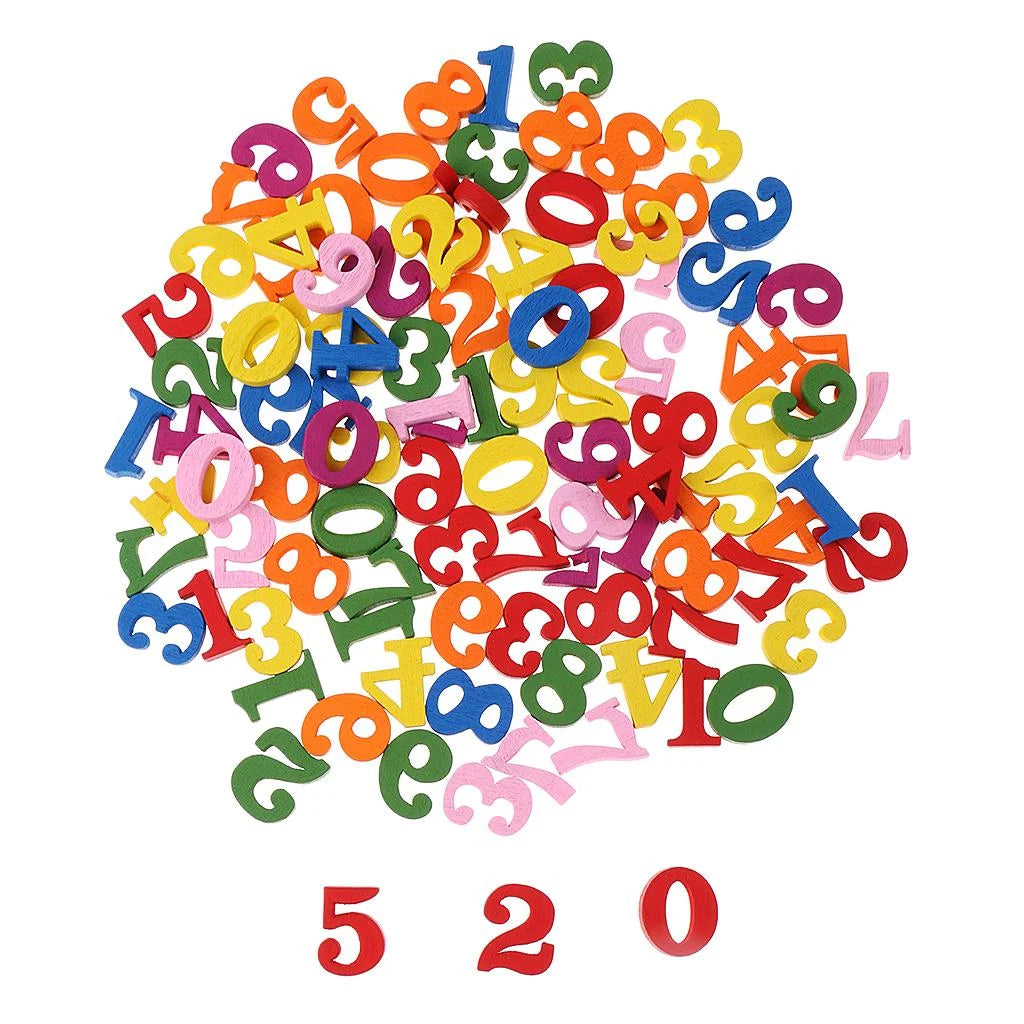 100 Pack Wooden Numbers Math Learning Educational Toy E4817