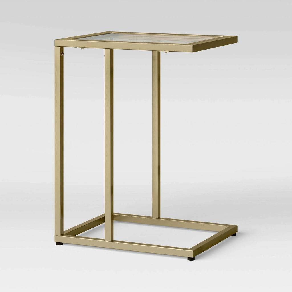 Glass Top C Table with Brass Base F529