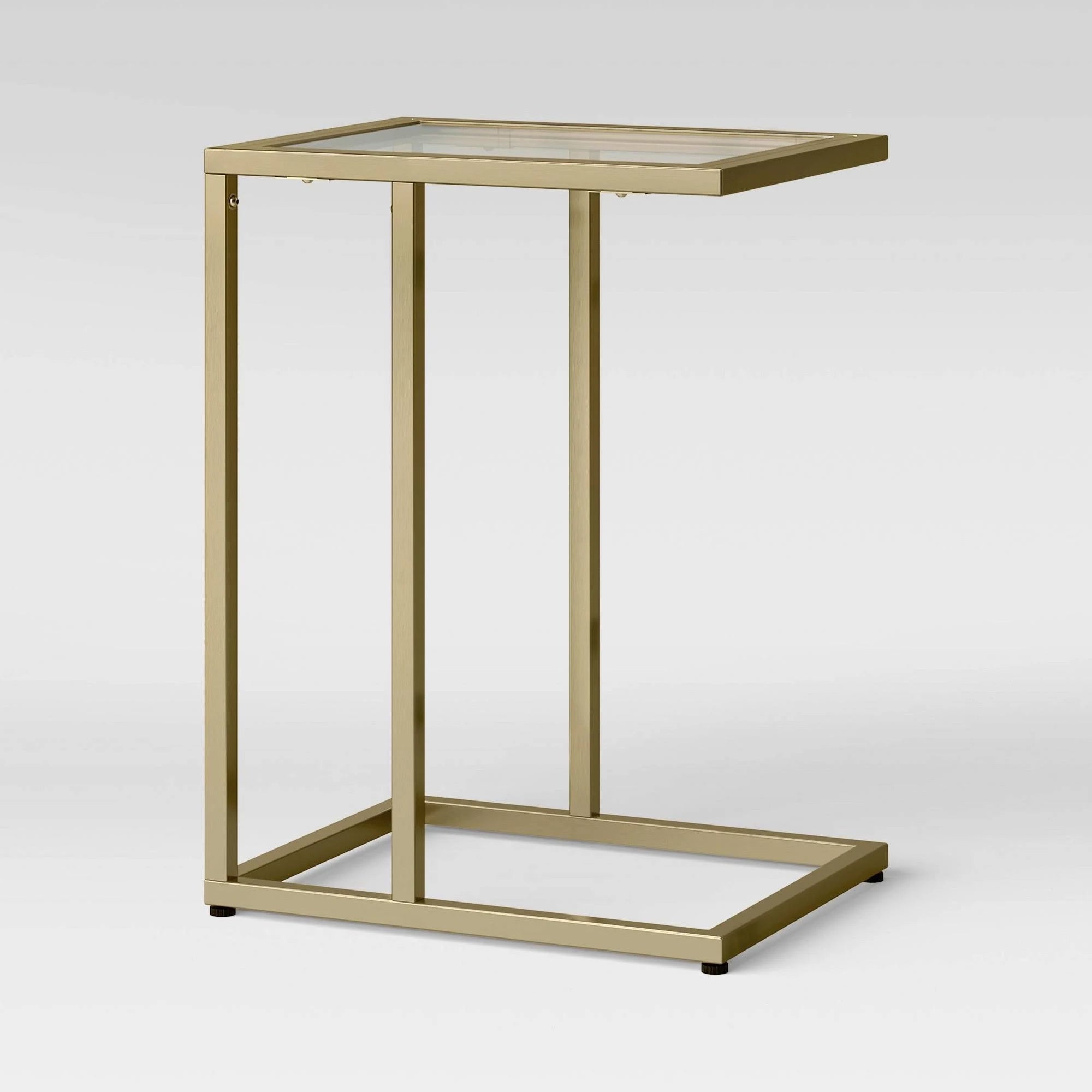 Glass Top C Table with Brass Base F529