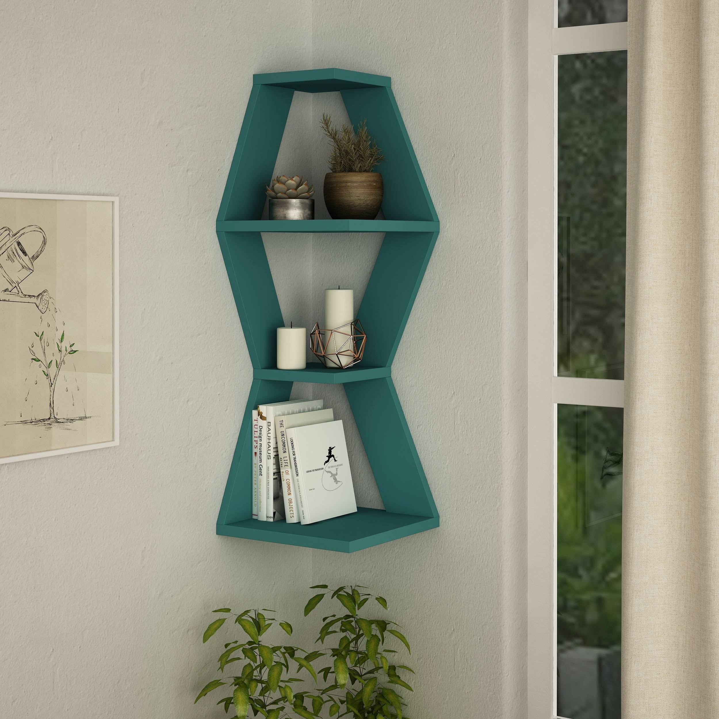 Modern Corner Wall Shelf Light Mocha E958008