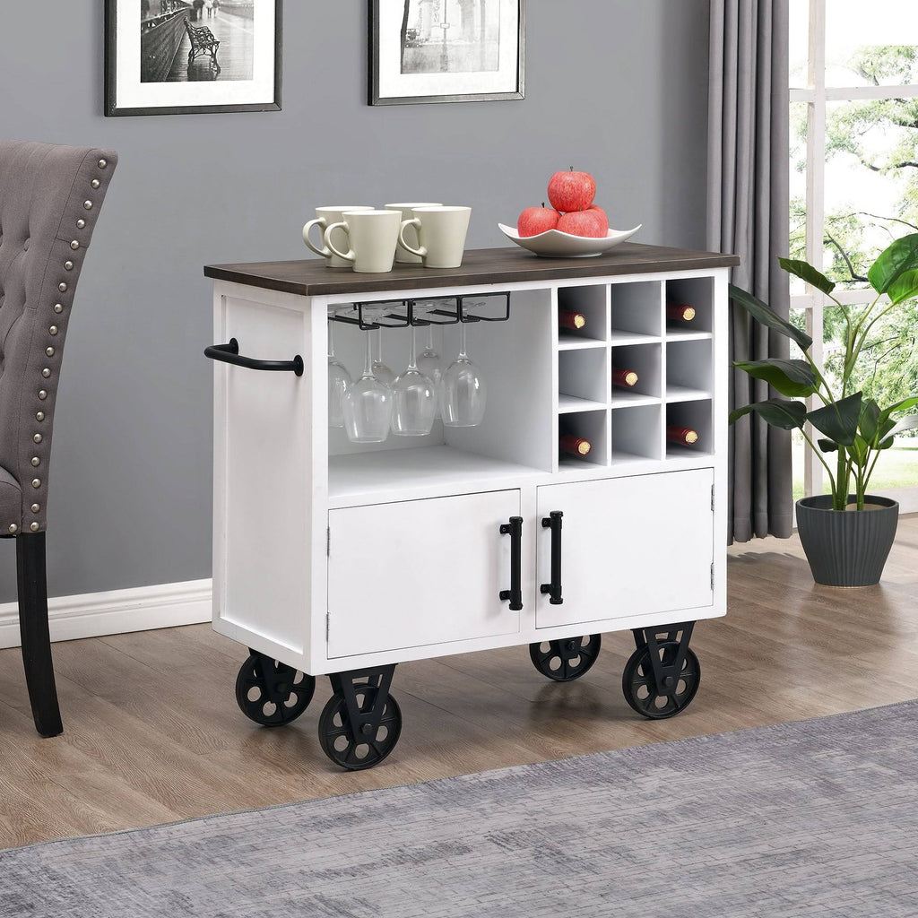 White Farmhouse Kitchen Cart L2214