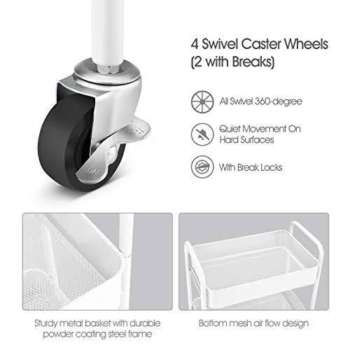 White 3-Tier Rolling Metal Utility Cart I776625