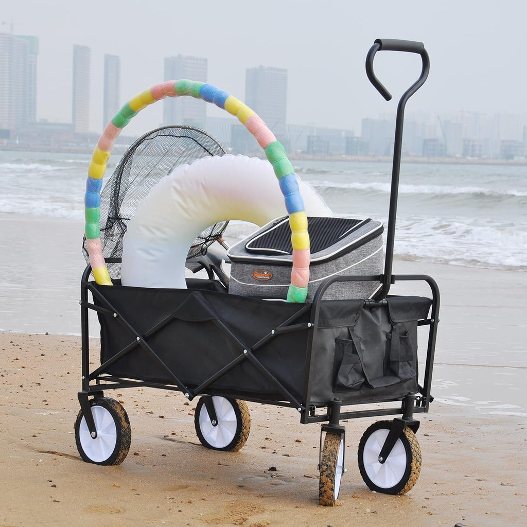 Blue Heavy Duty Collapsible Utility Wagon Cart with Cup Holder C30903