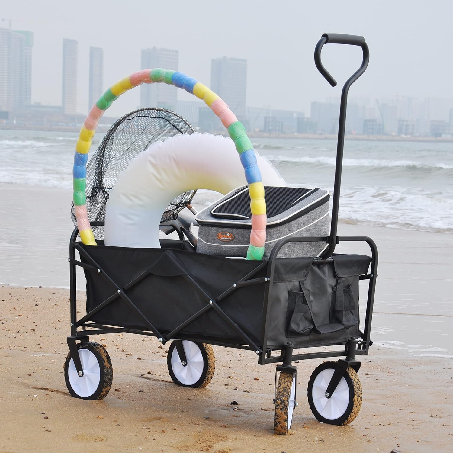 Blue Heavy Duty Collapsible Utility Wagon Cart with Cup Holder C30903