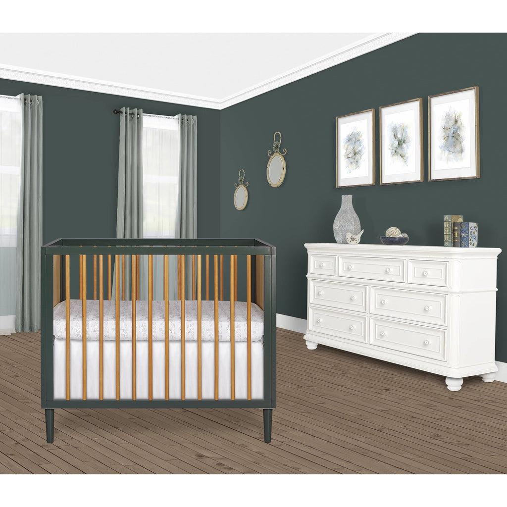 Mini Modern Convertible Crib with Rounded Spindles J67221