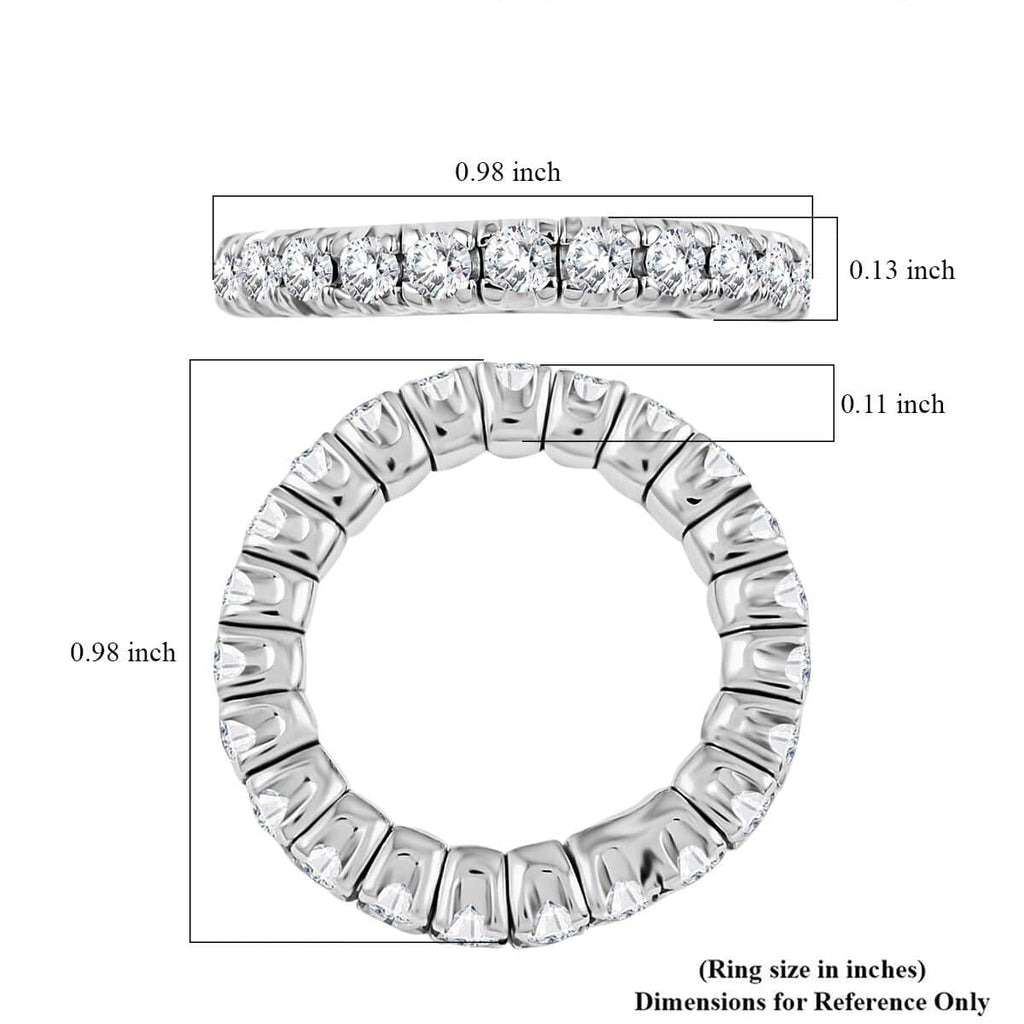 Moissanite Round 925 Sterling Silver Rhodium Plated Eternity Band Ring Size 9 Ct 1.85 T722