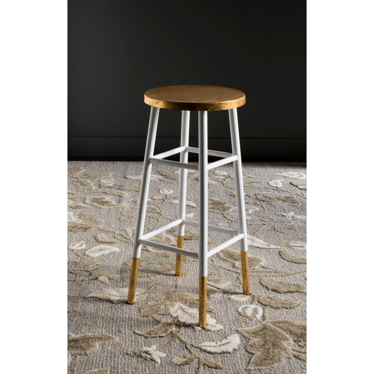 Metallic Bar Stool, White/Gold S12636