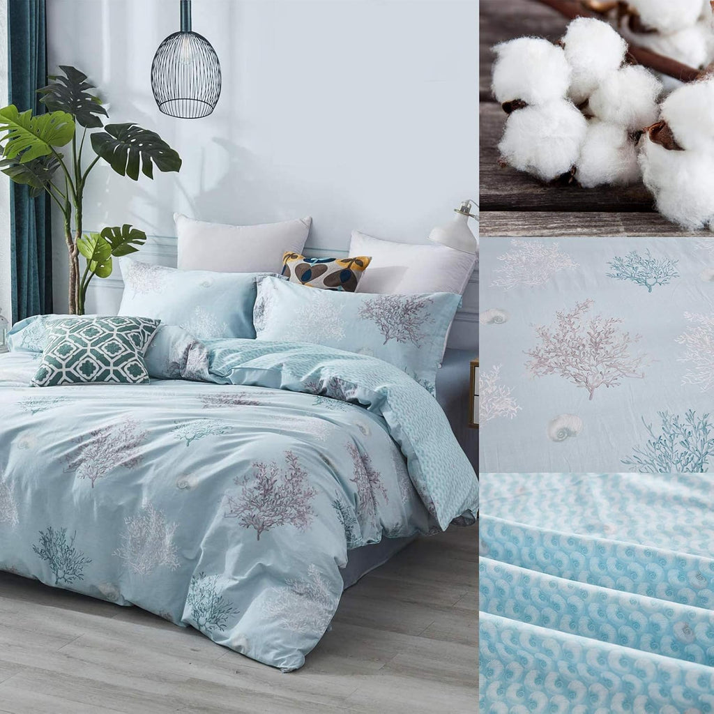 100% Cotton Reversible Zipper Closure 3-Piece King/Cal King Duvet Cover Set Z574