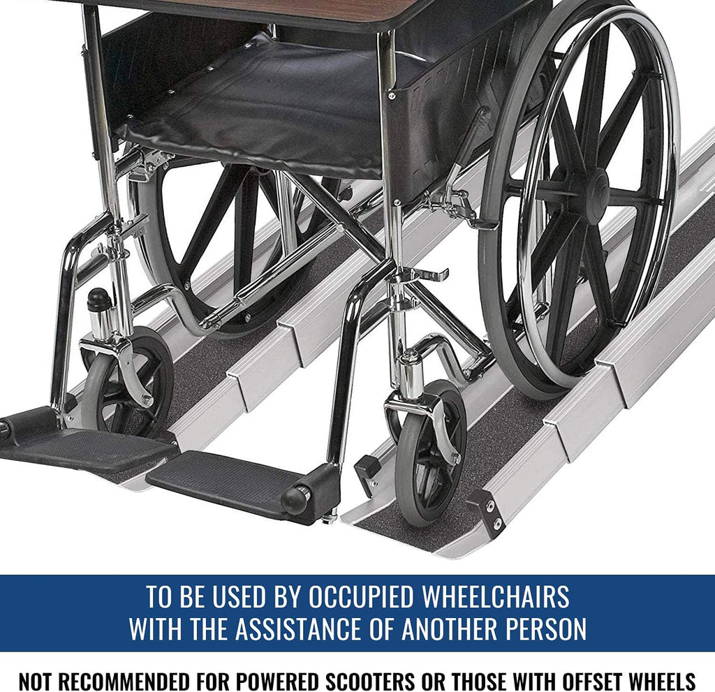 Portable Adjustable Wheelchair Ramp, 3-5 Ft Long, 4.5 In Wide, 2 Ramps Included H9704