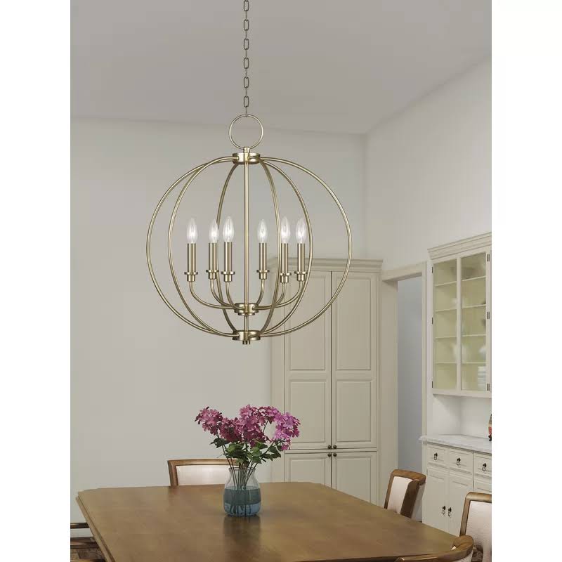 6-Light Globe Chandelier Brushed Nickel T741208