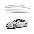 Chrome Side Window Visors Rain Guards Deflectors for 2017-2021 Tesla Model 3 C3584