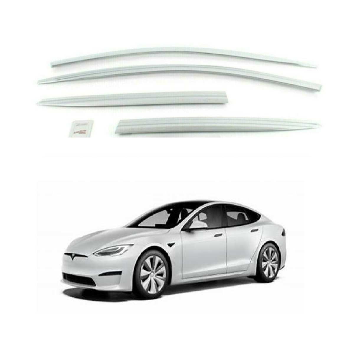 Chrome Side Window Visors Rain Guards Deflectors for 2017-2021 Tesla Model 3 C3584