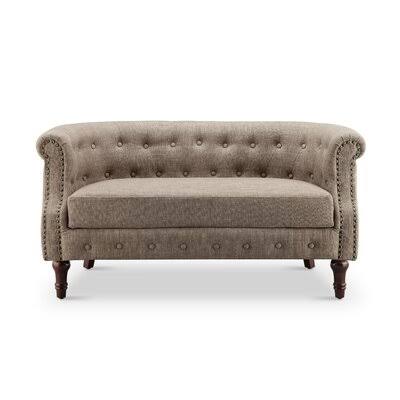 Brown Rolled Arm Loveseat U8072