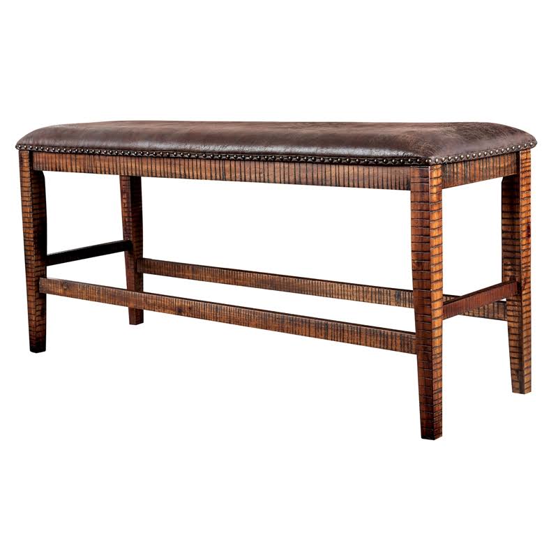 Solid Wood Counter Height Bench in Dark Oak U85978