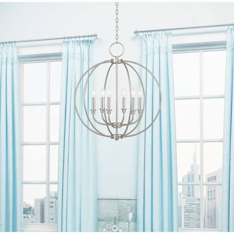 6-Light Globe Chandelier Brushed Nickel T741208