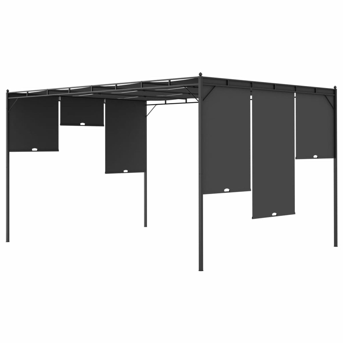 Gazebo with Side Curtain Steel Frame Canopy Tent Sun Shelter Anthracite 157.5 x 118.1 x 88.6 Inches Y468100