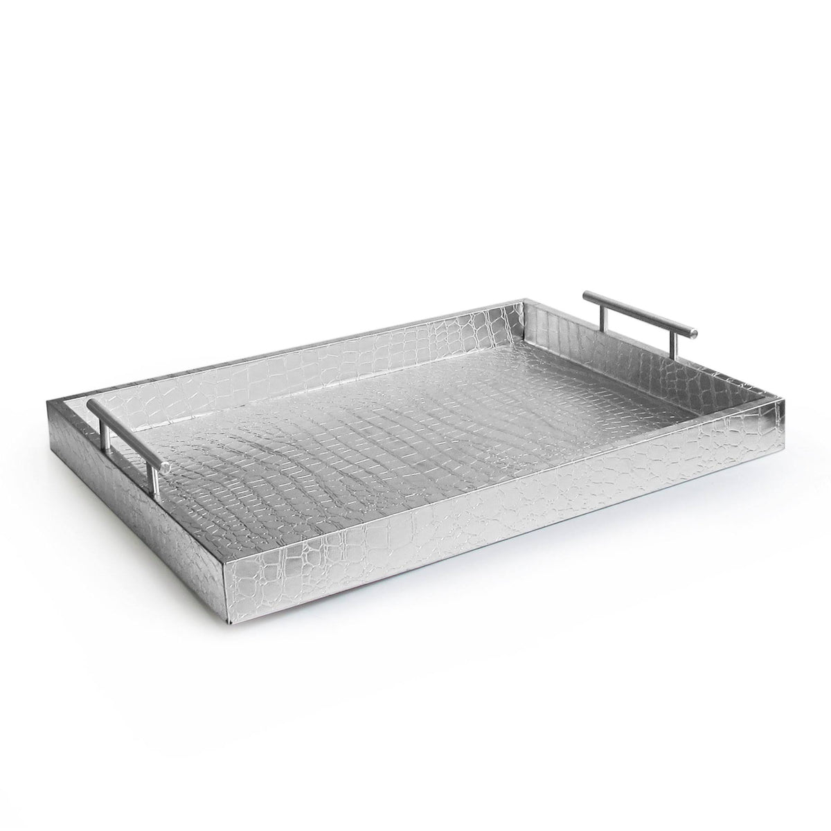Silver Alligator Tray with Metal Handles N955589