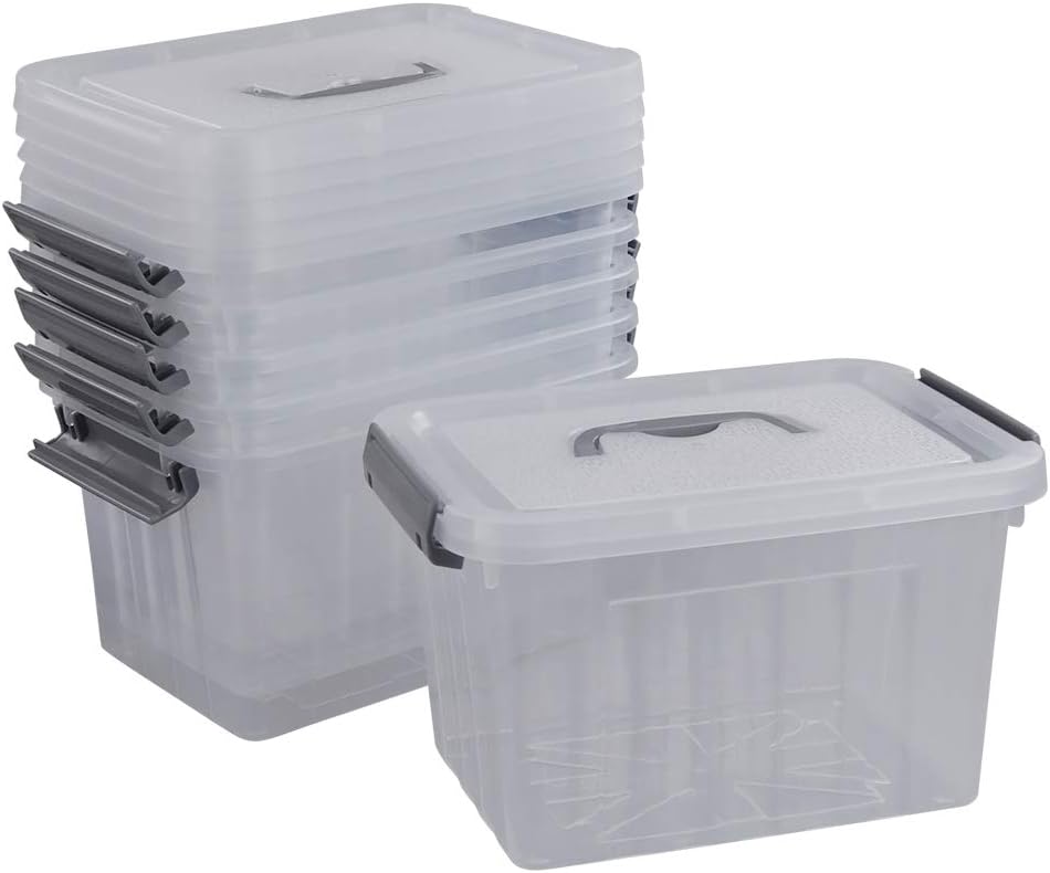 6 Pack 6 Quart Plastic Storage Bin with Lid B99745