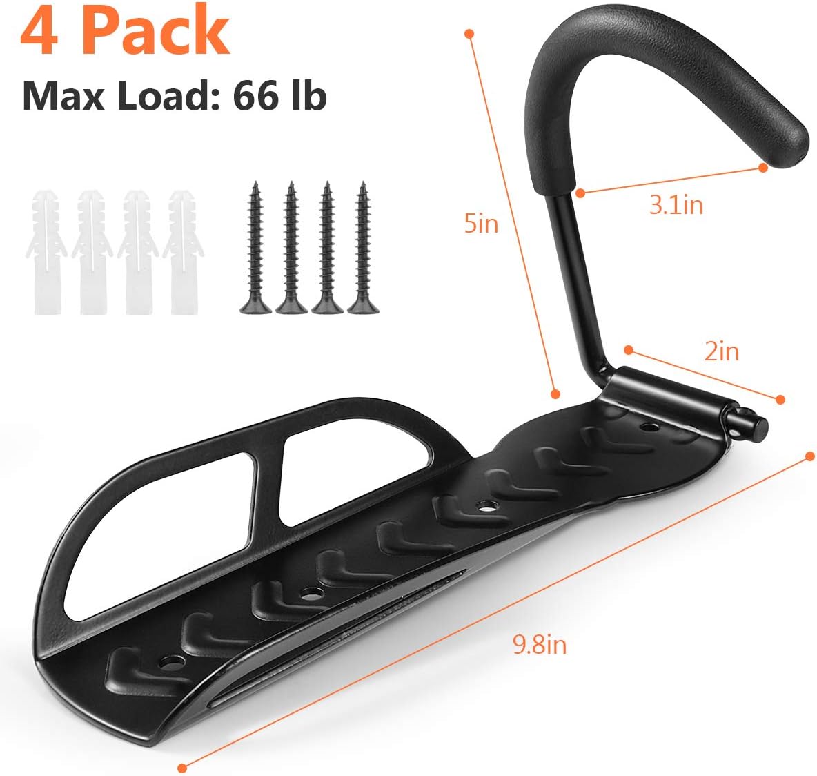 4 PCS Vertical Bike Hook Wall Mount Storage Rack J53880