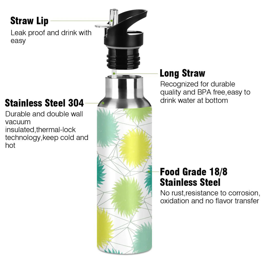 Green and Yellow Stainless Steel Insulated Water Bottle with Straw Lid S3679