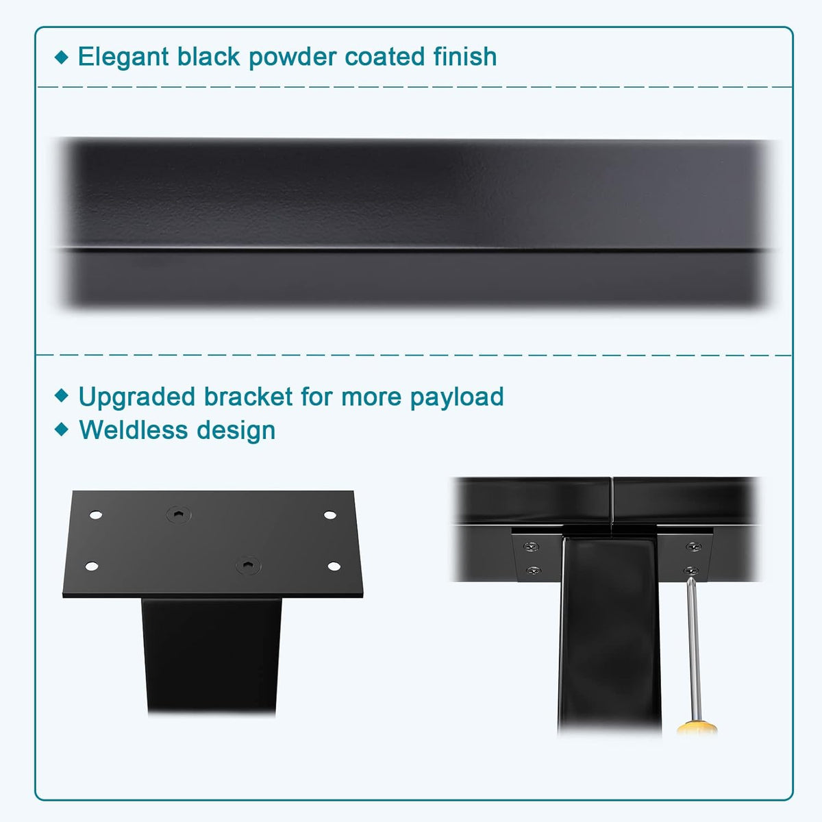 4Pack 36''x2''x2'' Black Square Weldless Stainless Steel Pre-Drilled Cable Railing Post B560115