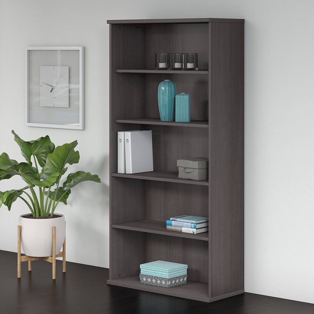 Storm Gray 5 Shelf Wood Composite Bookcase H993