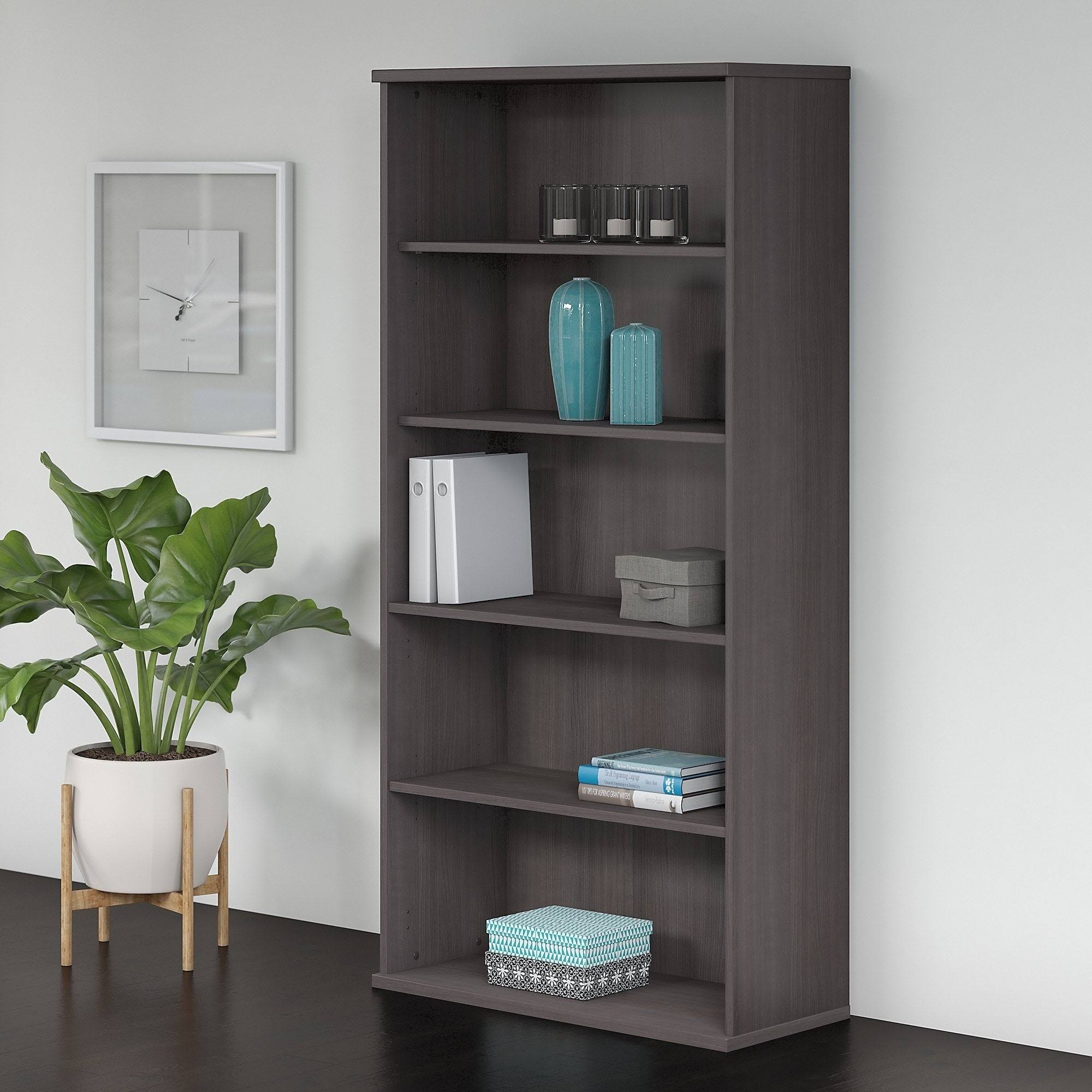 Storm Gray 5 Shelf Wood Composite Bookcase H993