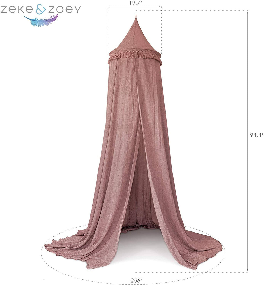 Hanging Dusty Dirty Pink Princess Canopy with Tassels V7943