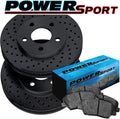 Black Zinc Cross Drilled Brake Rotors Kit + Semi-Metallic Brake Pads C2512