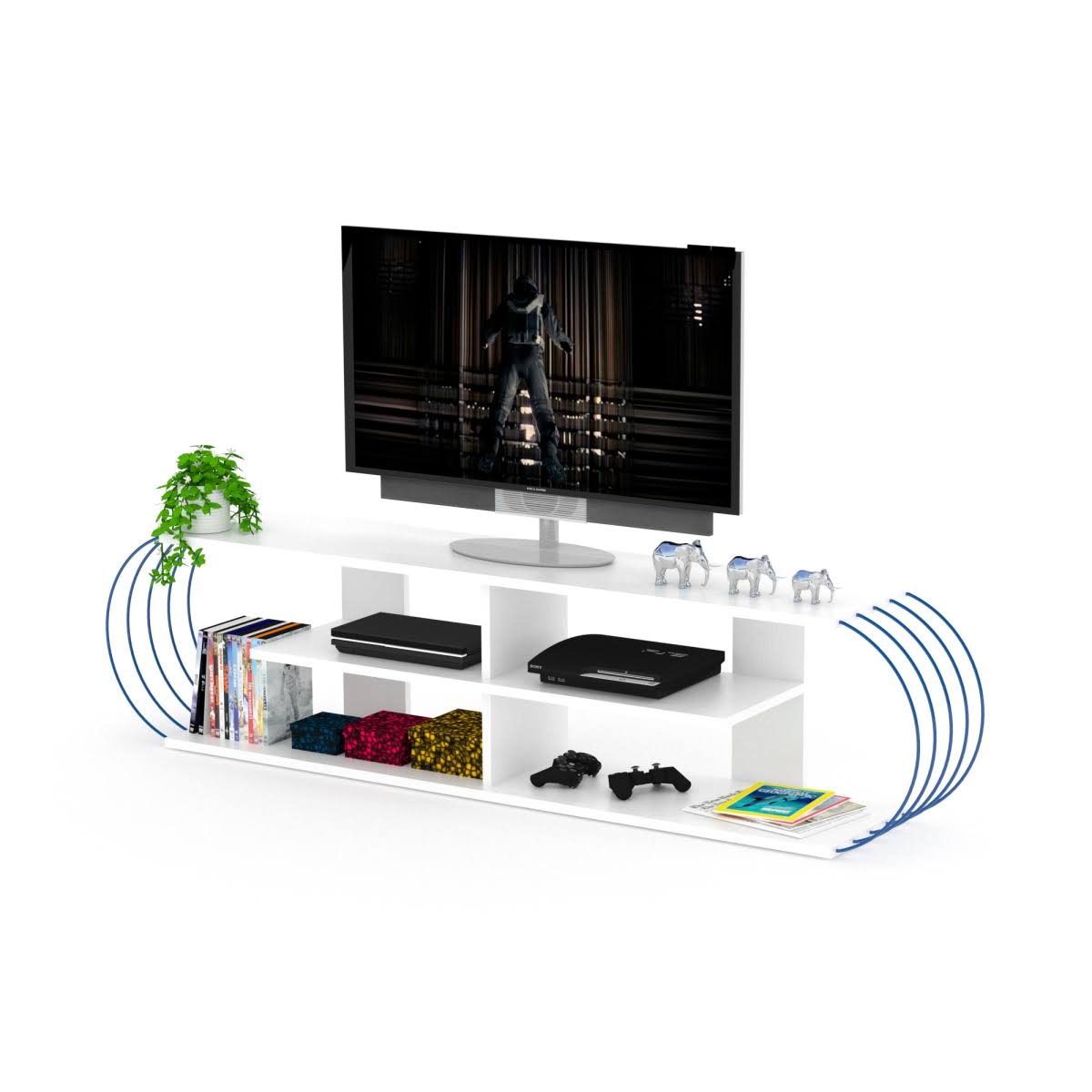 White & Blue TV Unit X16112