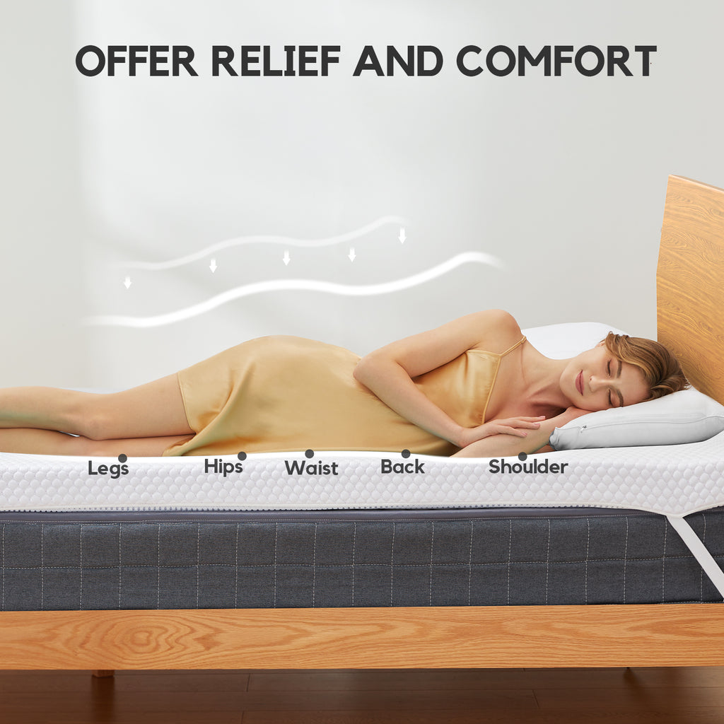 Twin Gel Memory Foam Mattress Topper with Removable Washable Cover I6304