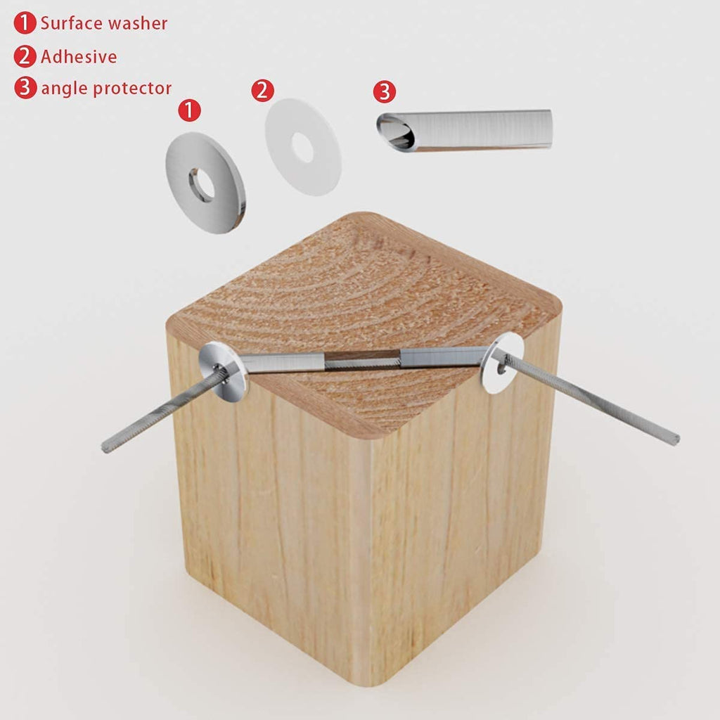 20Pack Cable Railing Kit Angled Protective Grommet for 90 Degree Corner 45 Degree L Shape Protector Sleeve for 1/8 Wire Rope Wood Posts T316 Stainless Steel Pack of 2 U5713