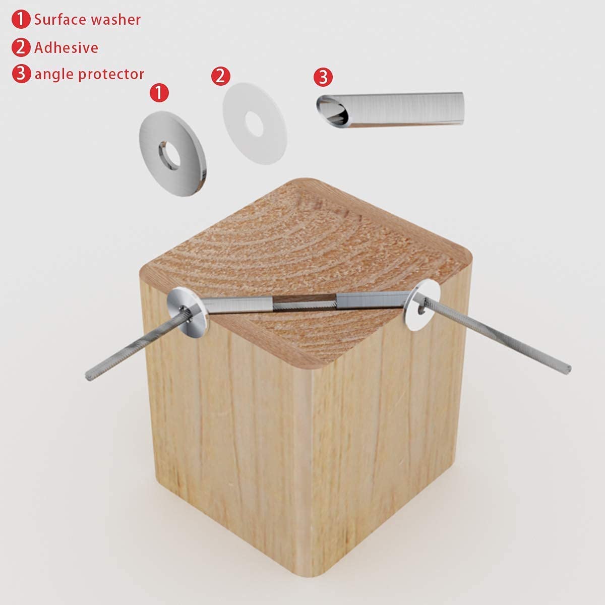 20Pack Cable Railing Kit Angled Protective Grommet for 90 Degree Corner 45 Degree L Shape Protector Sleeve for 1/8 Wire Rope Wood Posts T316 Stainless Steel Pack of 2 U5713