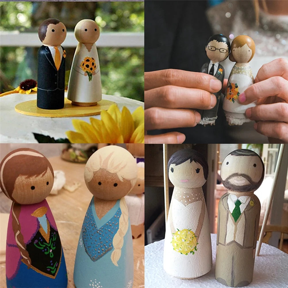 10 Pcs Wooden Bamboo Peg Dolls to Paint S825