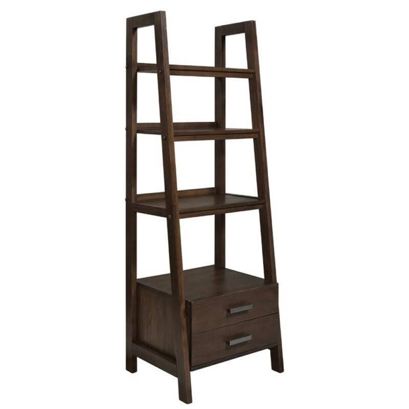 4 Shelf Ladder Bookcase in Saddle Brown C68434
