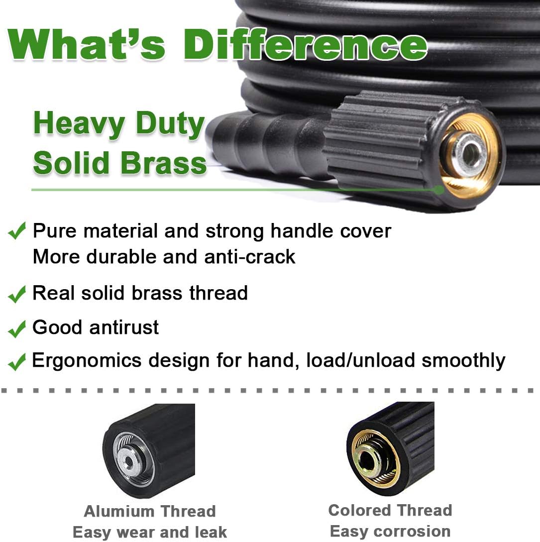 Pressure Washer Hose 3200 PSI 100 FT X 1/4", M22 to 3/8" Quick Connect Couplers, Pack of 2 Z4823