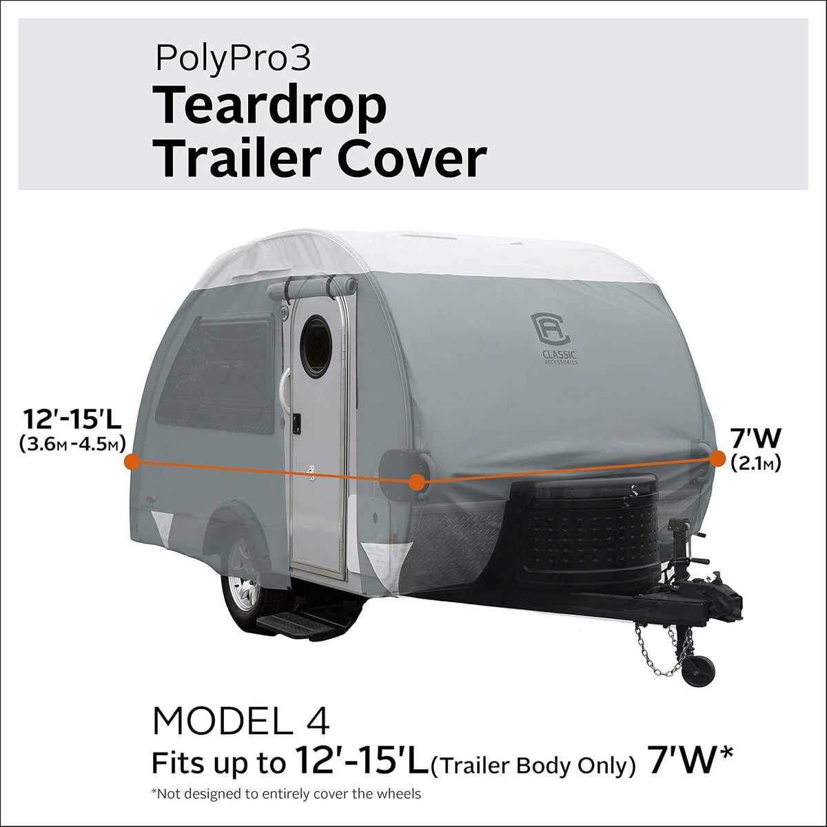 Teardrop Trailer Cover, Fits 12' - 15'L, 7'W R920