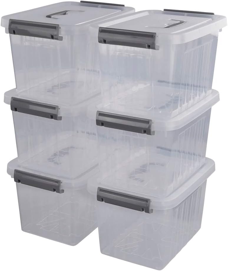 6 Pack 6 Quart Plastic Storage Bin with Lid B99745