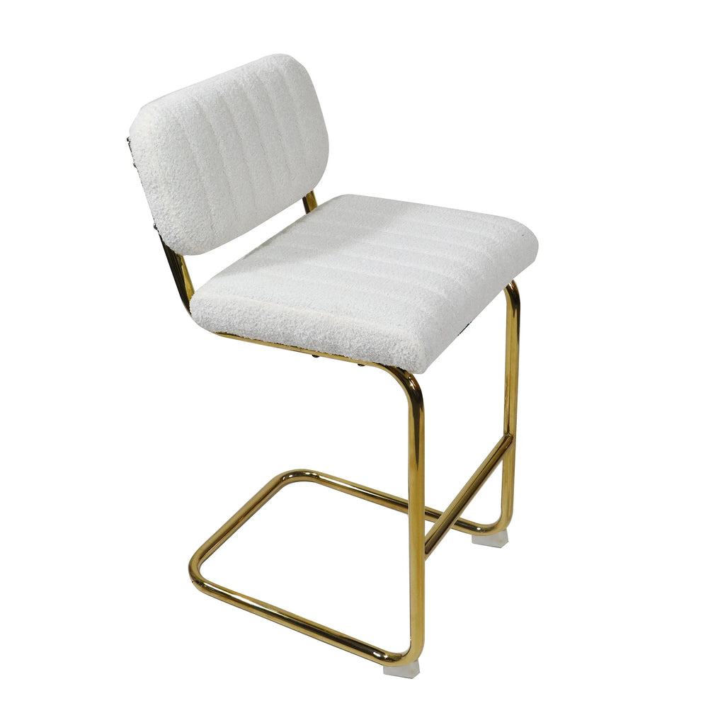 Ivory Boucle Fabric Counter Height Bar Stools Set of 2 R60871
