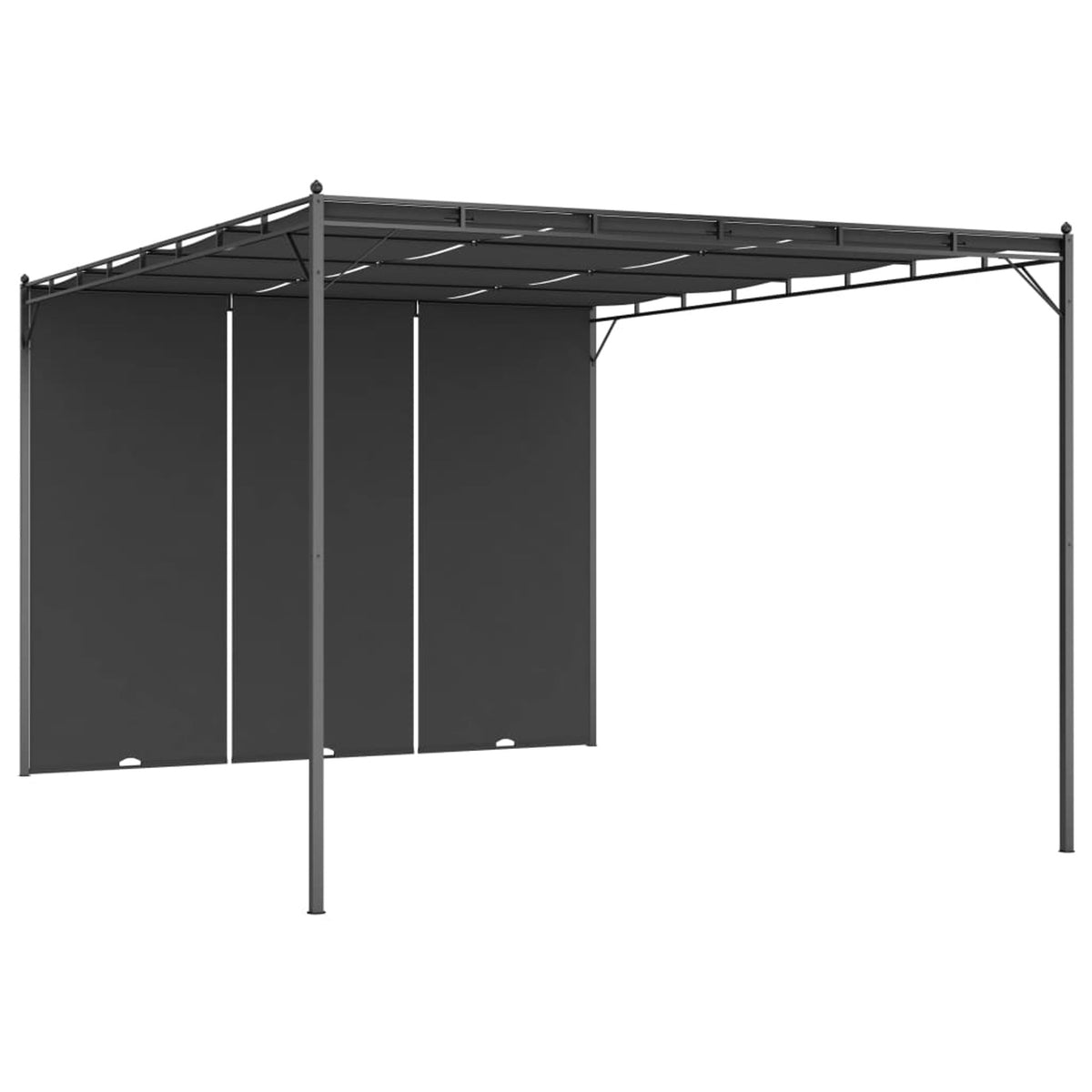Gazebo with Side Curtain Steel Frame Canopy Tent Sun Shelter Anthracite 157.5 x 118.1 x 88.6 Inches Y468100