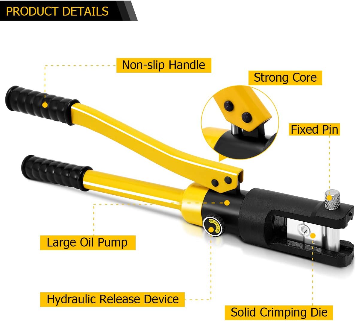 16 Ton Hydraulic Wire Crimper with 11 Dies F440