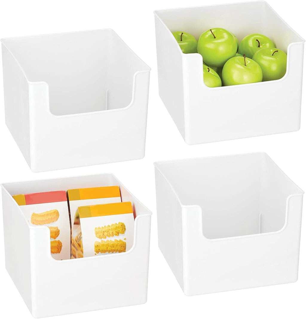 Clear Plastic Open Front Storage Organizer Bin Basket, 4 Pack I757