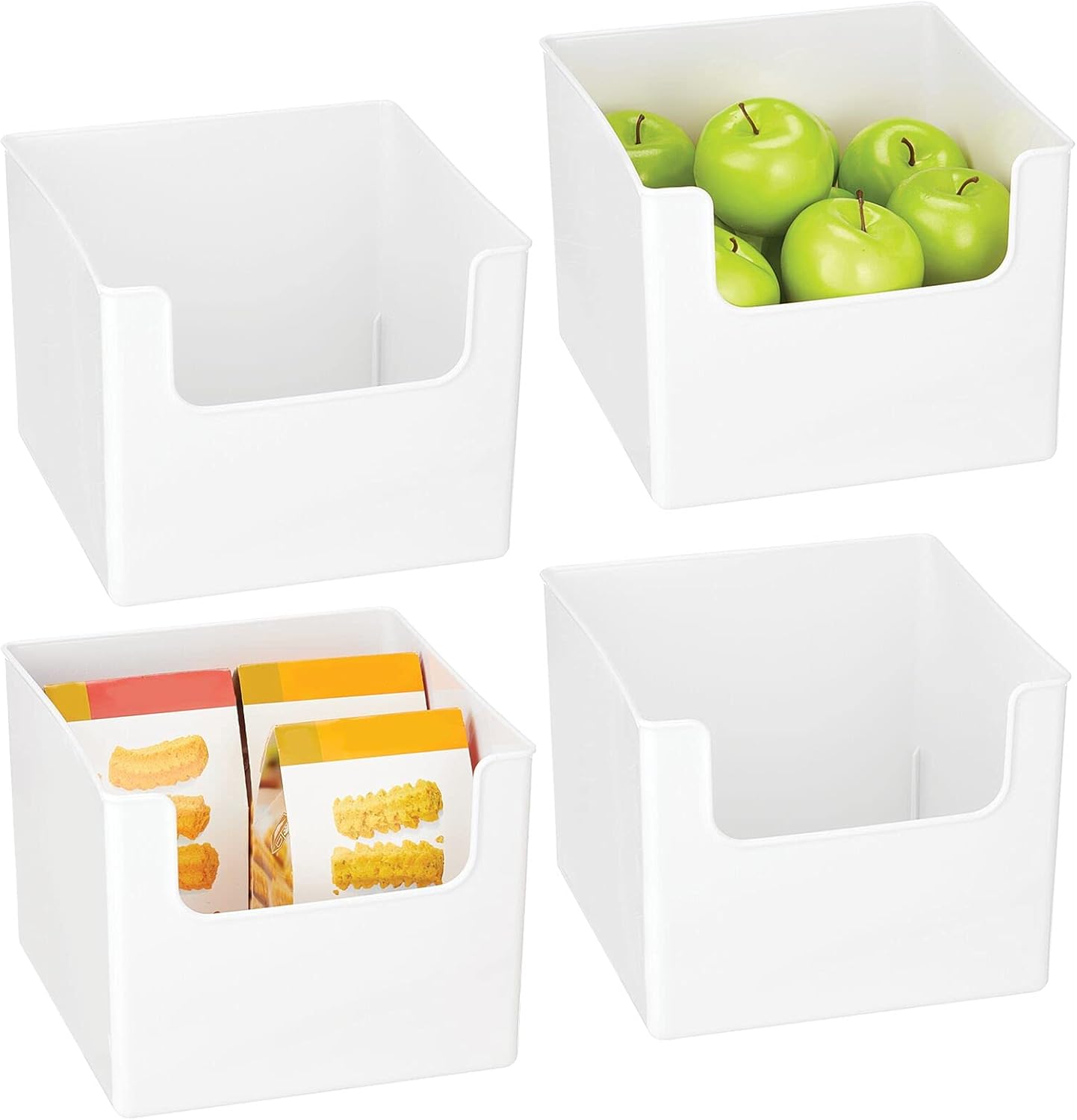 Clear Plastic Open Front Storage Organizer Bin Basket, 4 Pack I757