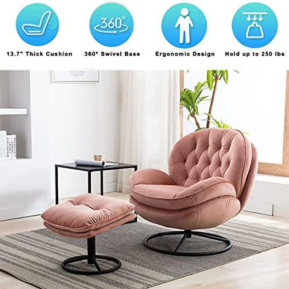 Velvet Swivel Accent Chair with Ottoman Set Y9532