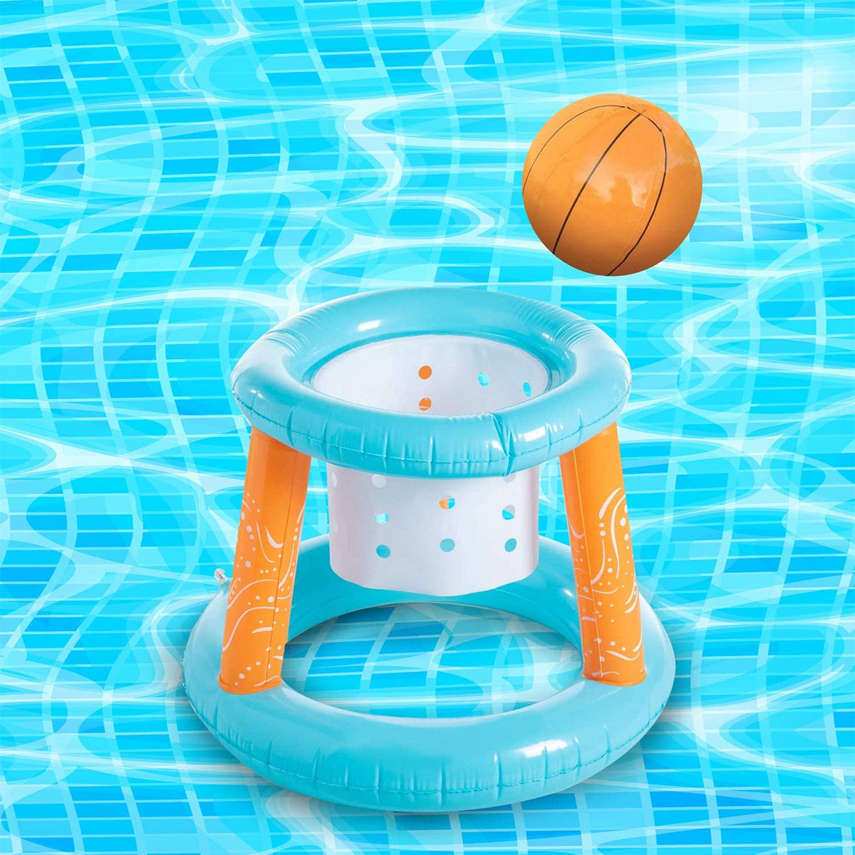 Inflatable Pool Float Set with Volleyball Net, Basketball, Balls W207