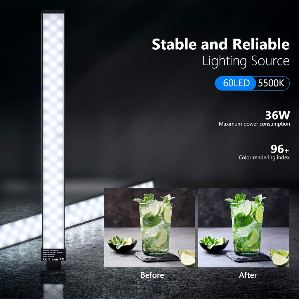 2-Pack Dimmable 5500K LED Video Light Stick Kit with 79-inch Light Stand P97991