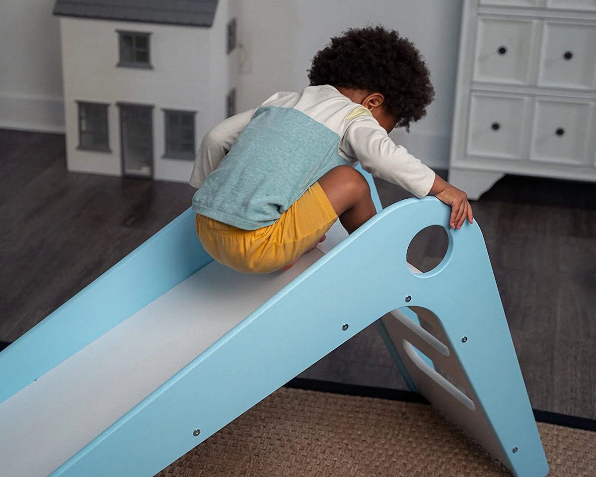 Wooden Indoor Slide for Kids Ages 18mo - 4 Years (Blue) U732206