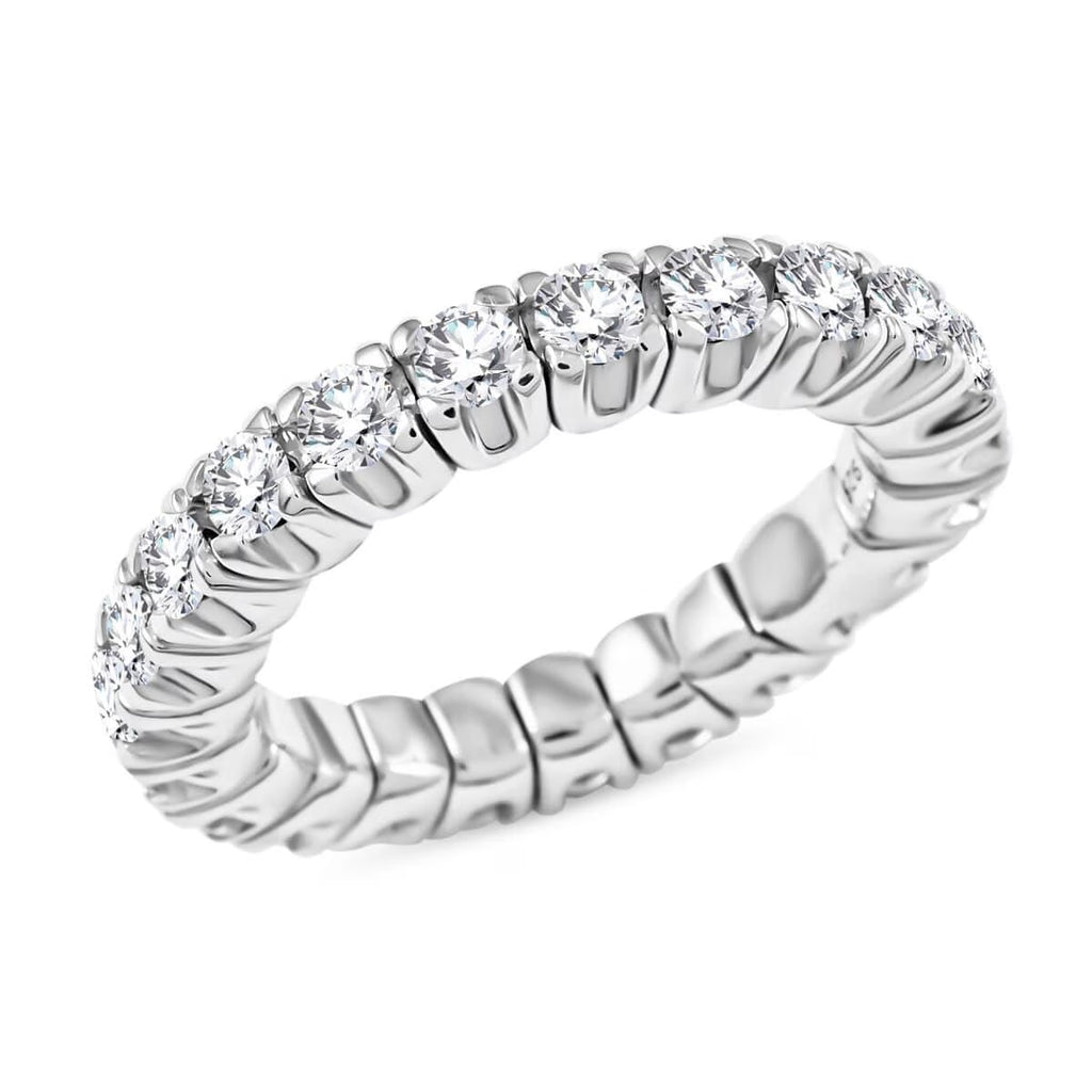 Moissanite Round 925 Sterling Silver Rhodium Plated Eternity Band Ring Size 9 Ct 1.85 T722
