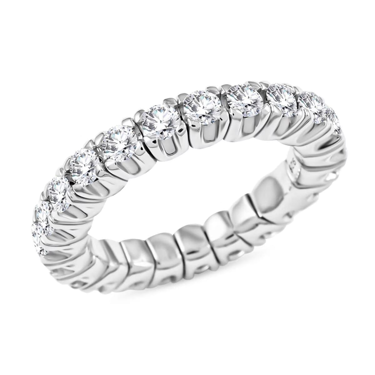 Moissanite Round 925 Sterling Silver Rhodium Plated Eternity Band Ring Size 9 Ct 1.85 T722