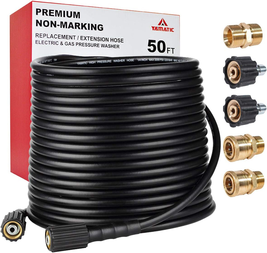 Pressure Washer Hose 3200 PSI 100 FT X 1/4", M22 to 3/8" Quick Connect Couplers, Pack of 2 Z4823